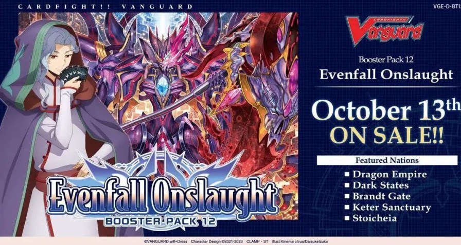 All Brands BushiRoad | Cardfight Vanguard Trading Card Game Overdress Evenfall Onslaught Booster Box Bt12 [16 Packs] (Pre-Order Ships February)