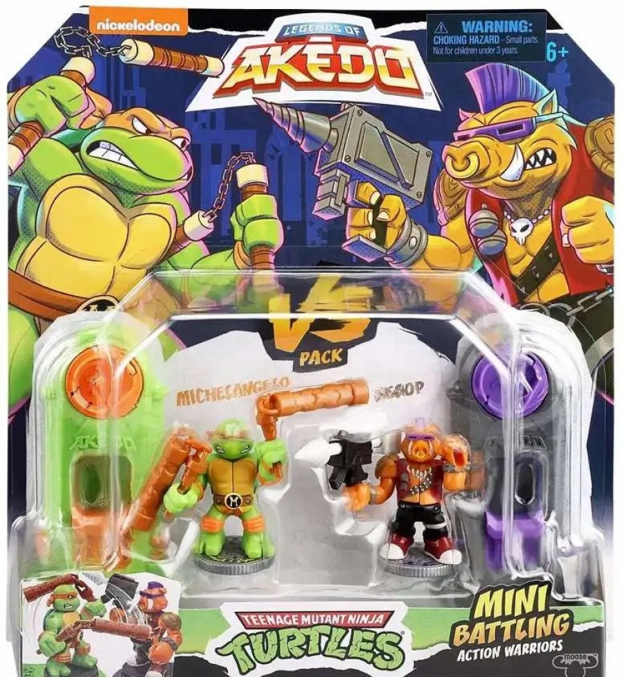 All Brands Moose Toys | Legends Of Akedo Teenage Mutant Ninja Turtles Michelangelo Vs Bebop Mini Battling Action Figure Versus Pack