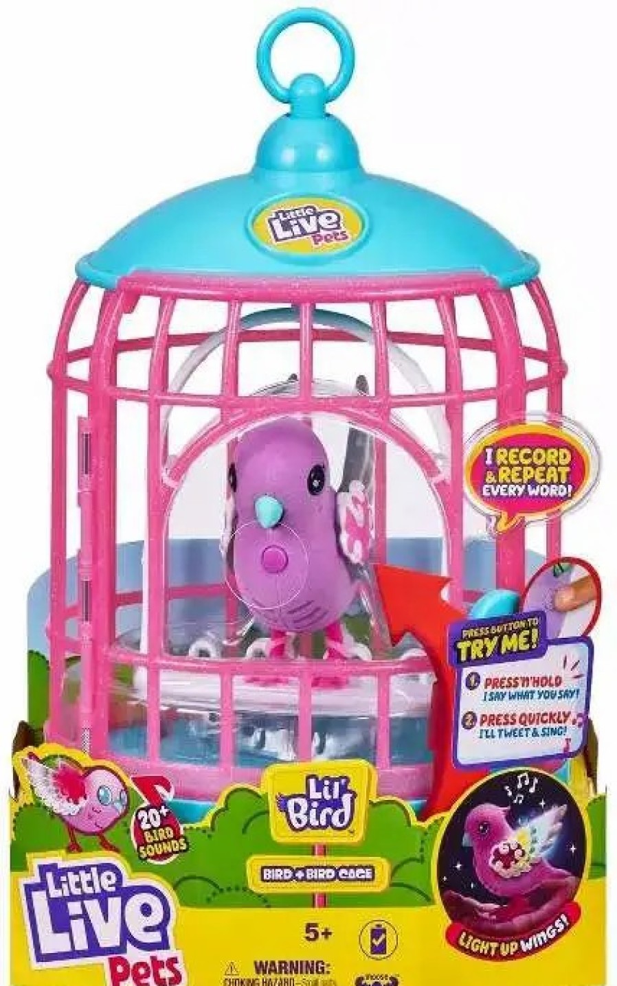 All Brands Moose Toys | Little Live Pets Fashion Wings Collection Lil' Bird + Bird Cage Polly Pearl Figure [Light-Up Wings!]