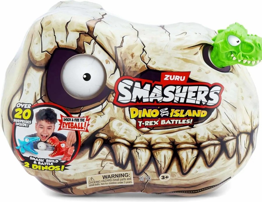 All Brands Zuru Toys | Smashers T-Rex Battles Series 5 Dino Island Green Mystery Pack [Over 20 Surprises! 2X Battling Dinos!]