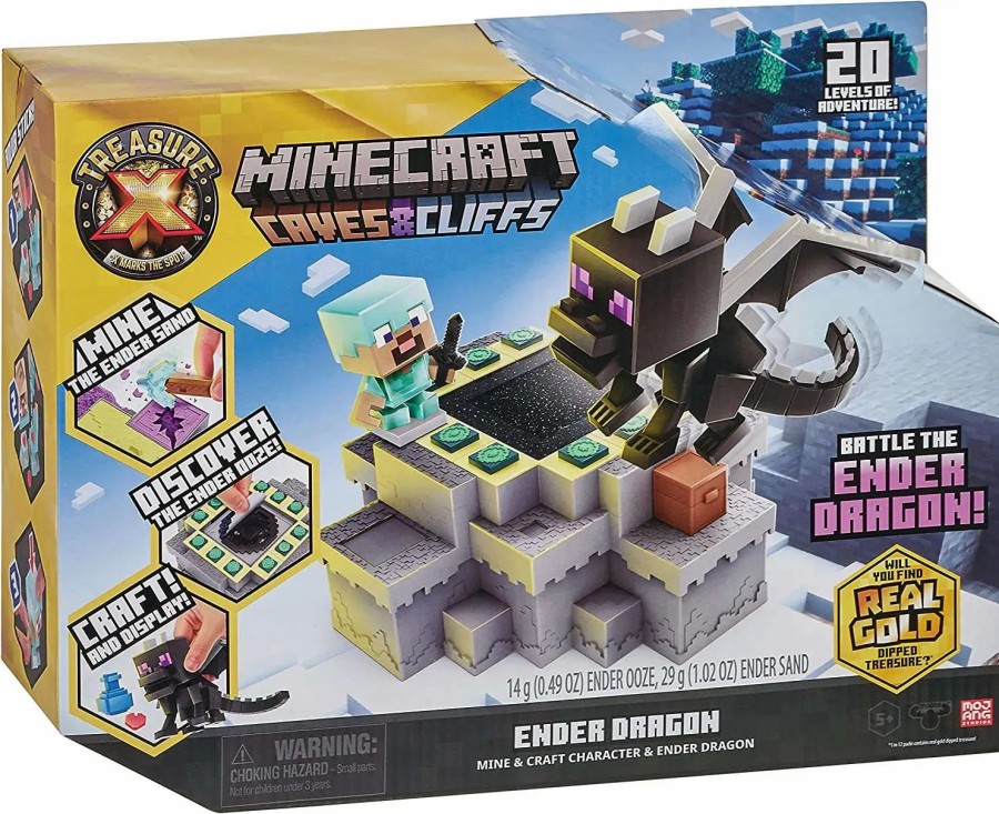 All Brands Moose Toys | Treasure X Minecraft Caves & Cliffs Ender Dragon Playset [Mine & Craft Character & Ender Dragon]