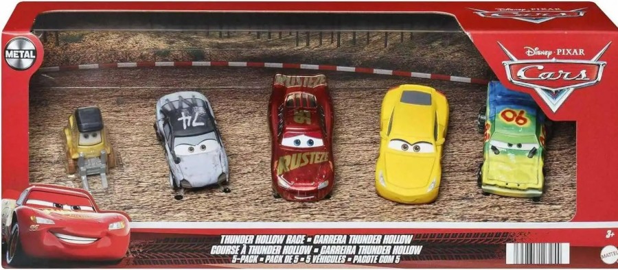 All Brands Mattel Toys | Disney / Pixar Cars Cars 3 Thunder Hollow Muddy Mcqueen, Braker Boggs, Patty, Cruz Ramirez As Frences Beltline & Airborne Diecast Car 5-Pack