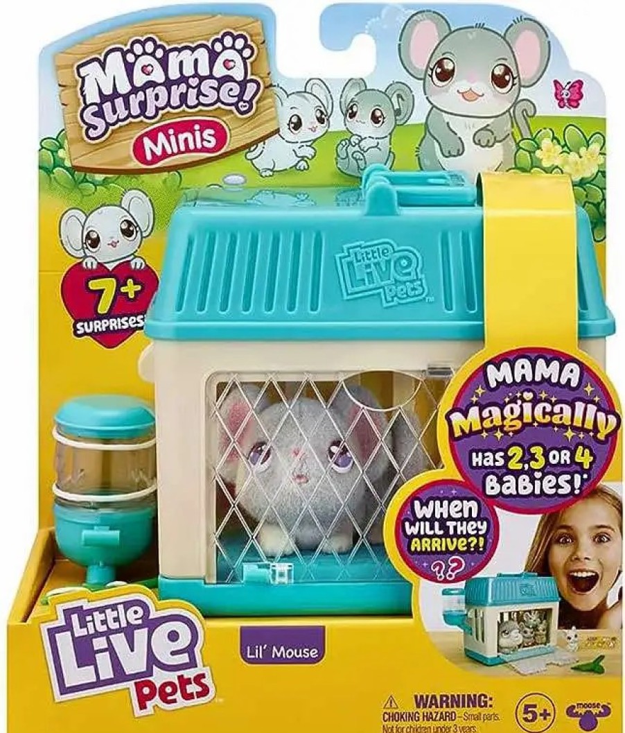 All Brands Moose Toys | Little Live Pets Mama Surprise Mini Lil' Mouse Interactive Plush Toy [Magically Has 2, 3 Or 4 Babies!]