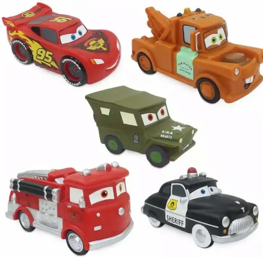 All Brands Disney | Disney Cars Lightning Mcqueen, Sarge, Sheriff, Mater & Red Exclusive 5-Figure Bath Set