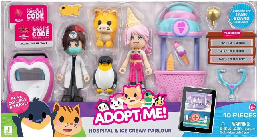 All Brands Jazwares | Adopt Me! Hospital & Ice Cream Parlour Exclusive Friends Pack Bundle [Comes With 2X Online Virtual Item Redemption Codes!]