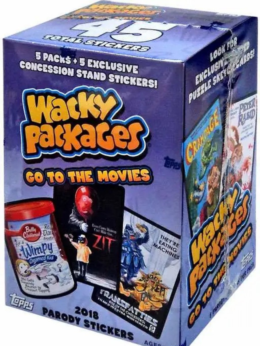 All Brands Topps | Wacky Packages Topps 2018 Go To The Movies Trading Card Sticker Blaster Box [5 Packs + 5 Exclusive Concession Stand Stickers]