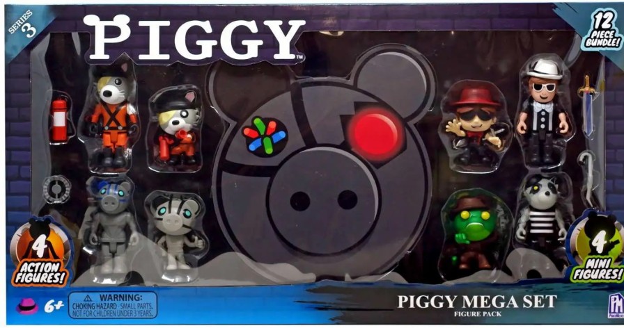 All Brands Phat Mojo | Series 3 Piggy 3-Inch Figure 8-Pack Mega Set [4 Action Figures & 4 Mini Figures]