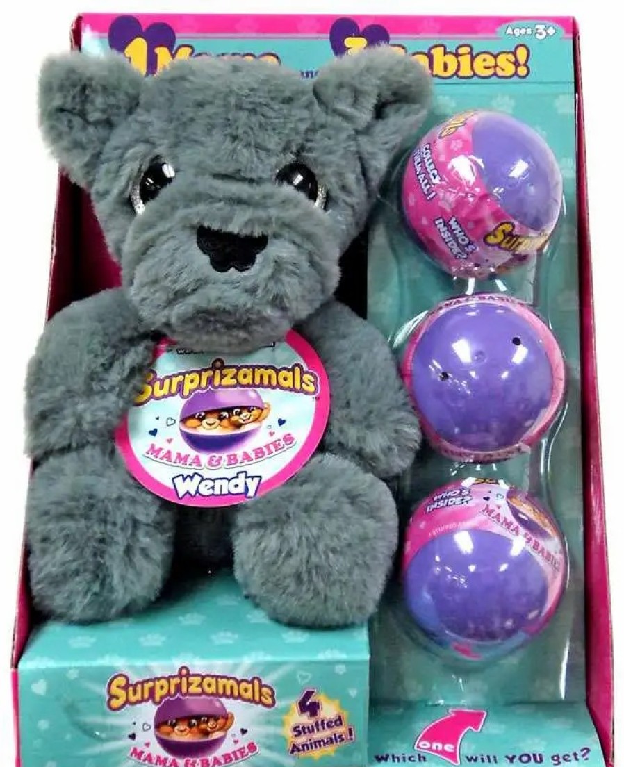 All Brands Beverly Hills Teddy Bear Company | Surprizamals Mama & Babies Wendy Set [Wolf Plush & 3 Mystery Packs]