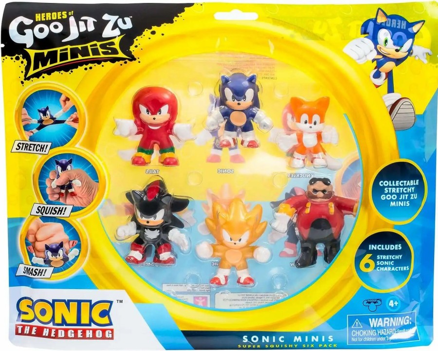 All Brands Moose Toys | Heroes Of Goo Jit Zu Sonic The Hedgehog Minis Sonic, Knuckles, Tails, Shadow, Super Sonic & Dr. Eggman Action Figure 6-Pack