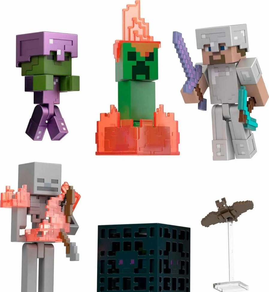 All Brands Mattel Toys | Minecraft Cave Conflict Action Figure Set