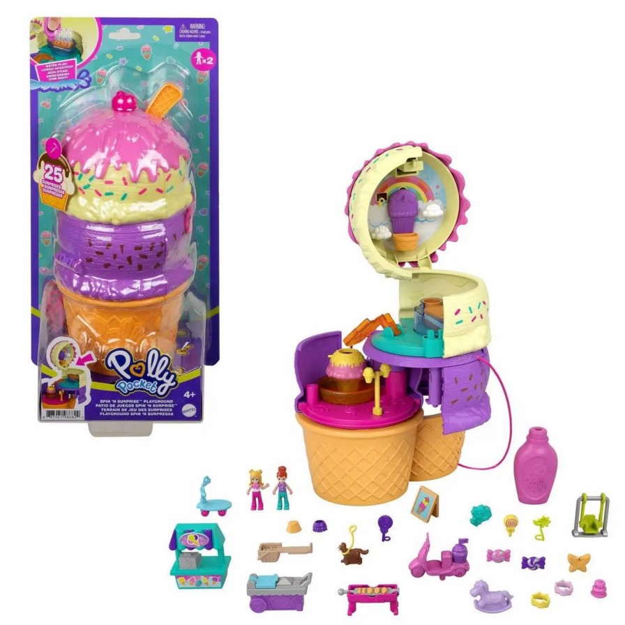 All Brands Mattel Toys | Polly Pocket Spin 'N Surprise Playground Playset