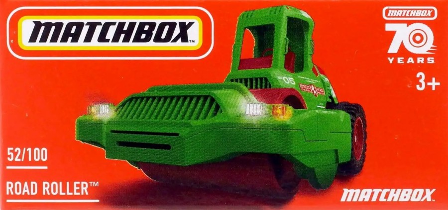 All Brands Mattel | Matchbox Power Grabs Road Roller Diecast Car [Green]