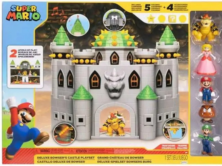 All Brands Jakks Pacific | World Of Nintendo Super Mario Bowser'S Castle 2.5-Inch Deluxe Playset [Includes 5 Figures!]