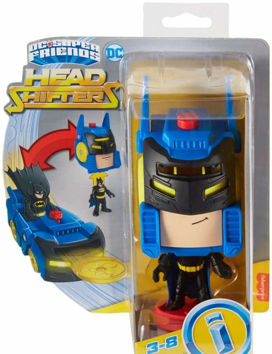 All Brands Fisher Price | Fisher Price Dc Super Friends Imaginext Head Shifters Batman & Batmobile Figure Set