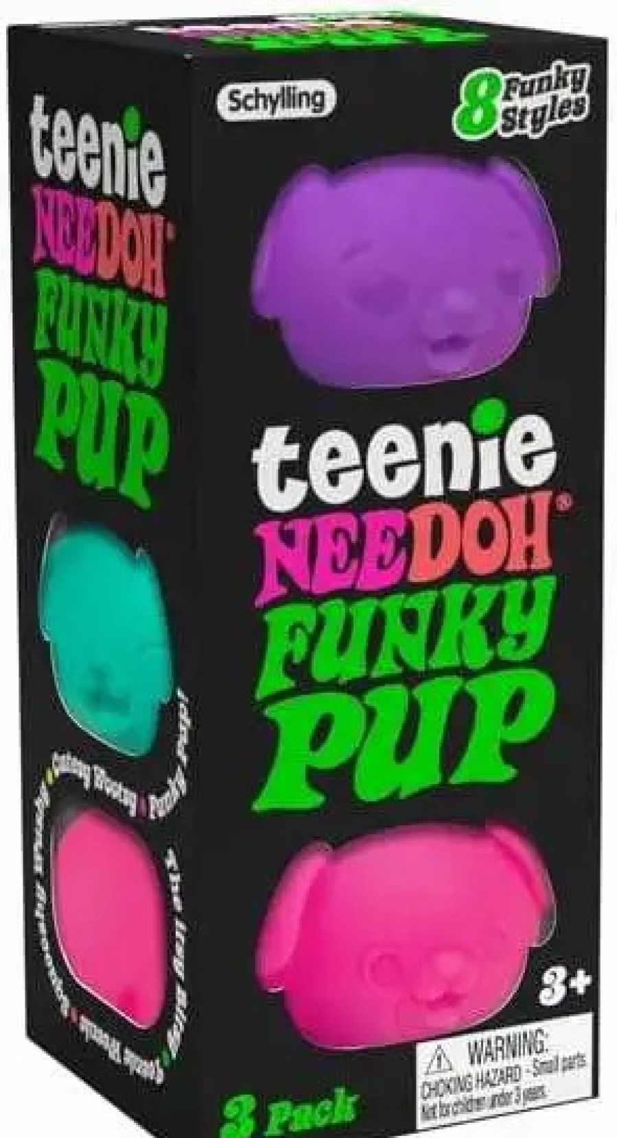 All Brands Schylling | Needoh Teenie Funky Pups Stress Ball 3-Pack [3 Random Colors!]