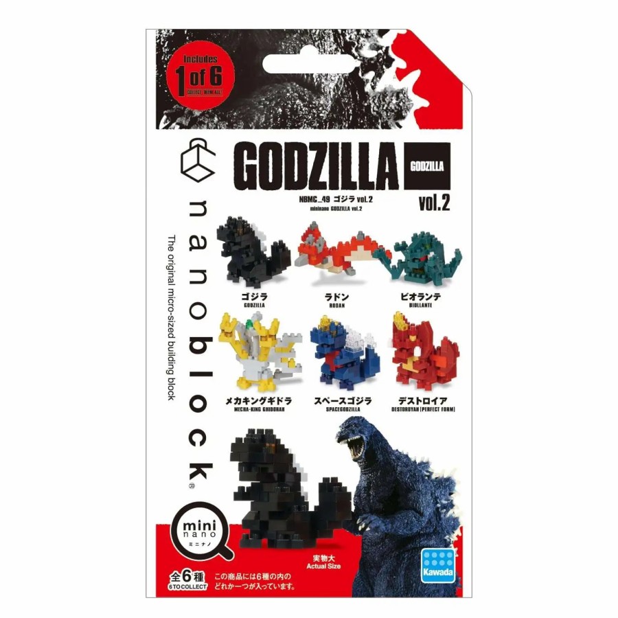 All Brands Kawada | Nanoblock Godzilla Mininano Series 2 2-Inch Mystery Pack [1 Random Figure] (Pre-Order Ships March)