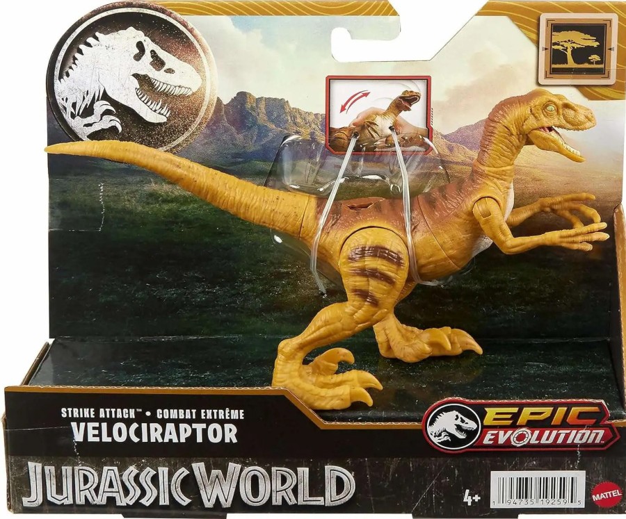 All Brands Mattel | Jurassic World Epic Evolution Strike Attack Velociraptor Action Figure