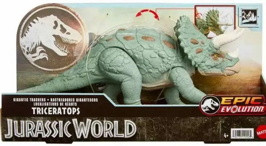 All Brands Mattel | Jurassic World Epic Evolution Gigantic Trackers Triceratops Action Figure