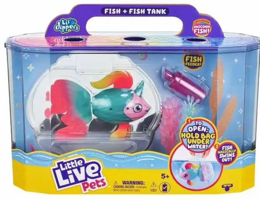 All Brands Moose Toys | Little Live Pets Lil' Dippers Fish Tank Playset [With Exclusive Unicorn Fish!, Green & Pink]