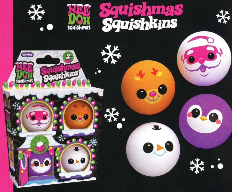 All Brands Schylling | Needoh The Groovy Glob 2024 Squishmas Squishkins Stress Ball 4-Pack (Pre-Order Ships November)