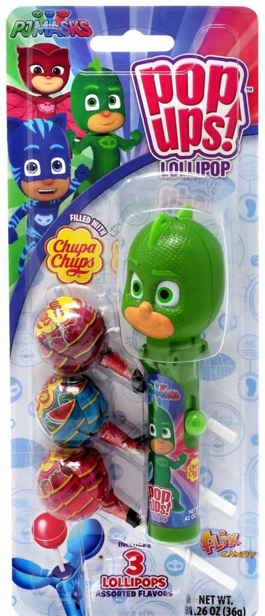 All Brands Flix Candy | Disney Junior Pop Ups! Chupa Chups Gekko Lollipop [Includes 3 Lollipops!]