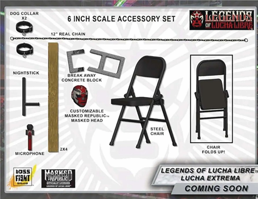 All Brands Boss Fight Studios | Legends Of Lucha Libre Hero H.A.C.K.S. Lucha Extrema 4-Inch Premium Accessory Pack