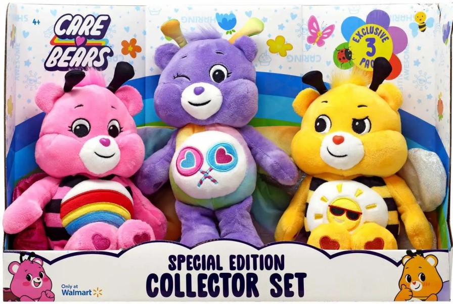 All Brands Basic Fun | Care Bears 40Th Anniversary Bumblebee Funshine Bear, Butterfly Share Bear & Ladybug Cheer Bear Exclusive 9-Inch Plush 3-Pack