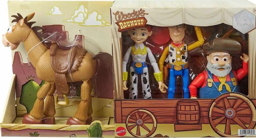 All Brands Mattel Toys | Disney / Pixar Toy Story Woody'S Roundup Woody, Jessie, Bullseye & Stinky Pete Action Figure 4-Pack