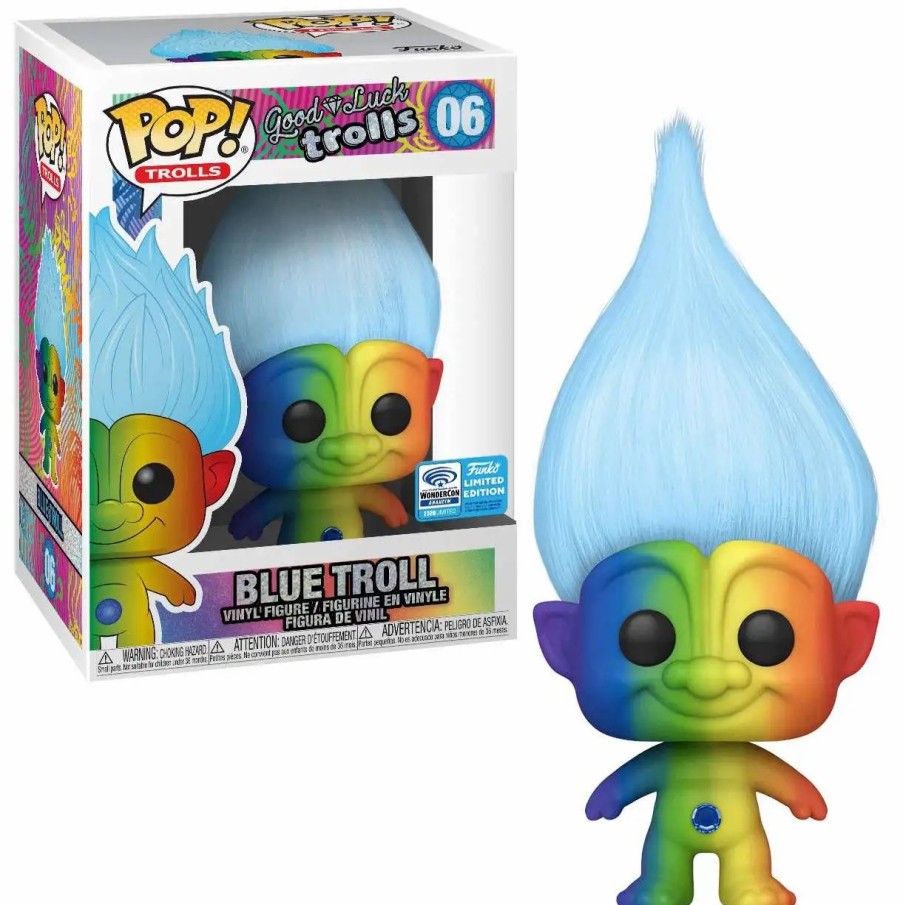 All Brands Funko | Funko Pop! Trolls Blue Troll Exclusive Vinyl Figure #06 [Rainbow]